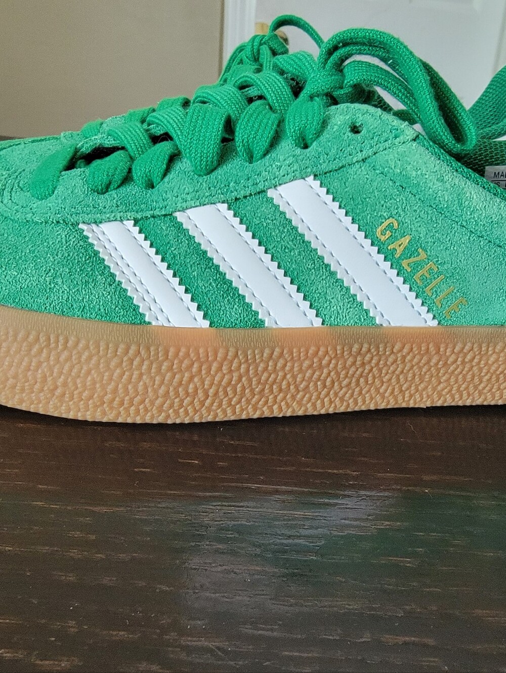 adidas Kids Size 4.5Gazelle Suede Sneakers - Green/White/ Fits Women Size 5.5/6